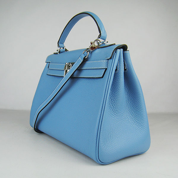 7A Replica Hermes Kelly 32cm Togo Leather Bag Light Blue 6108 - Click Image to Close